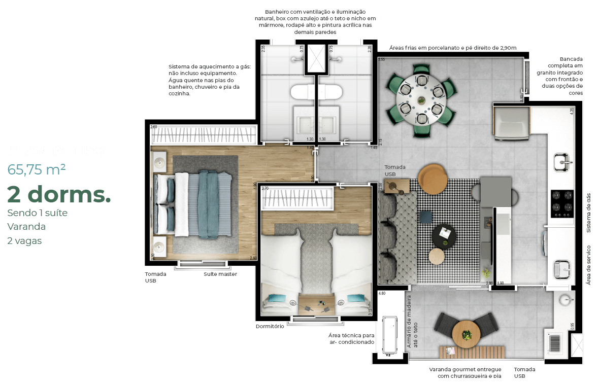 Eco Vila Genebra - Planta 2 Dorms